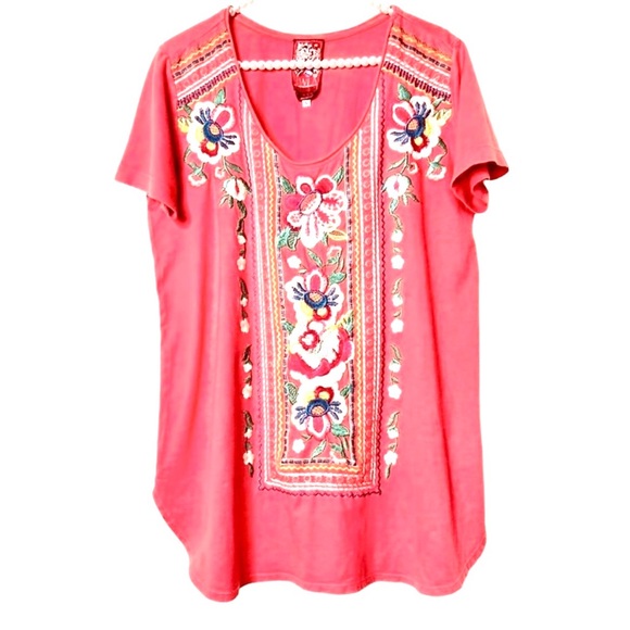 Johnny Was Short Sleeve Tunic Length Top size Small - Picture 2 of 8